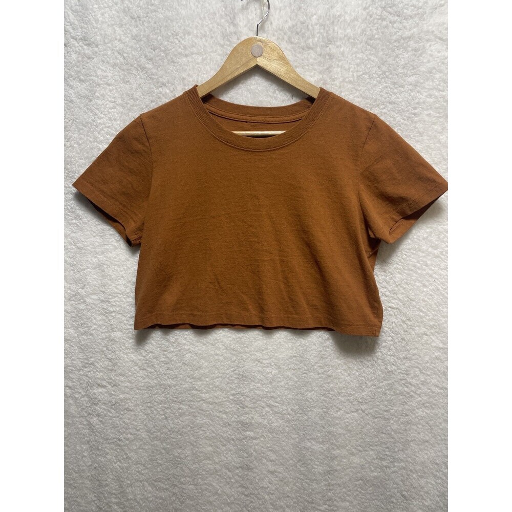 Urban Outfitters Rust Crop‎ Top Minimalist Aesthetic Trendy Size S Short Sleeve